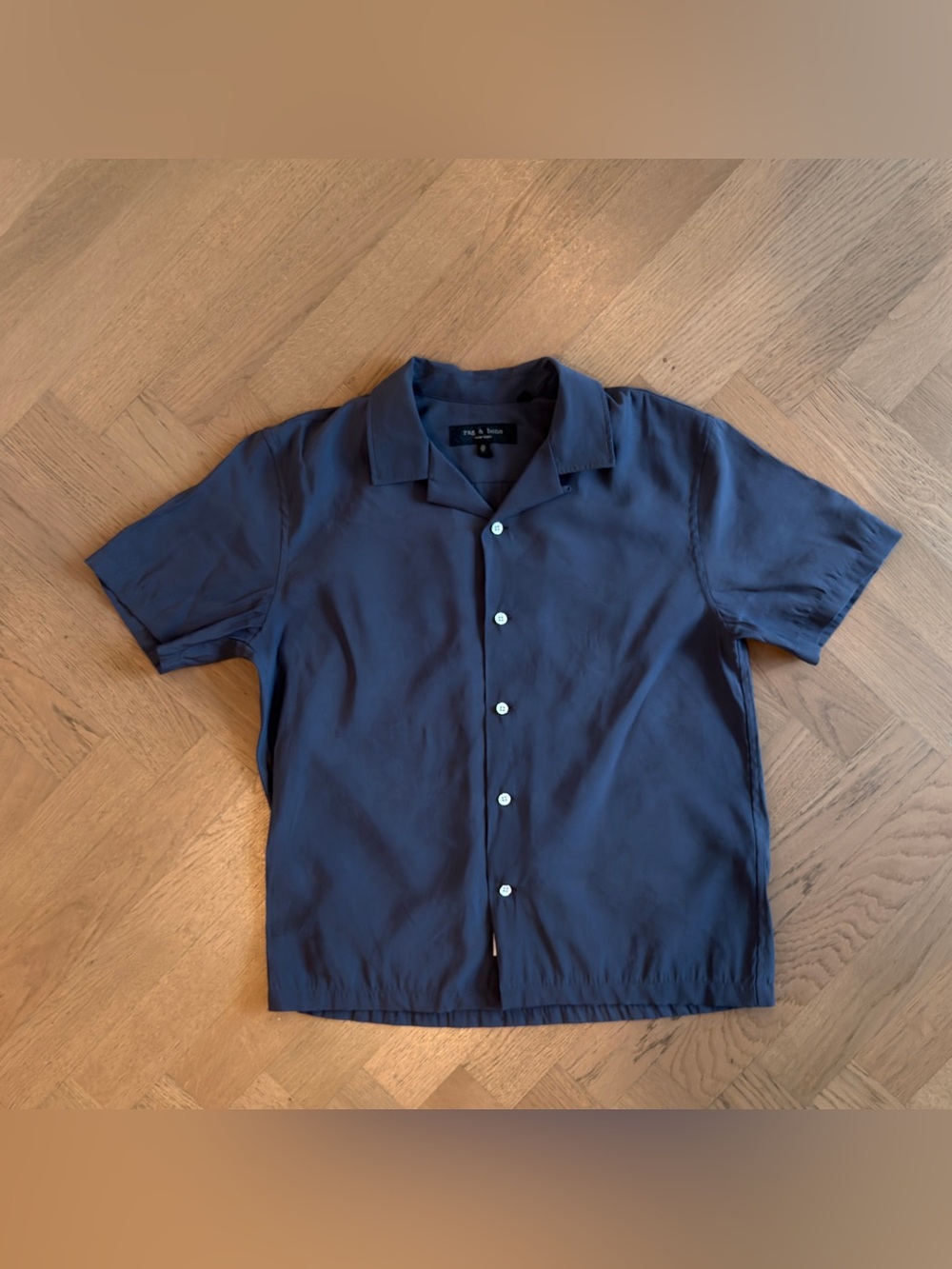 Rag & Bone Bluish Gray Camp Collar Short Sleeve Shirt XS
